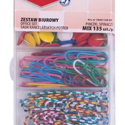 Zestaw biurowy (pinezki i spinacze) OFFICE PRODUCTS, mix 135szt.