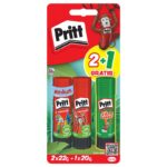 Klej w sztyfcie PRITT, 2x22g + 1x20g neon, blister, mix kolorów