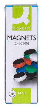 Magnesy do tablic Q-CONNECT, okrągłe, 20mm, 10szt, mix kolorów - obrazek 2