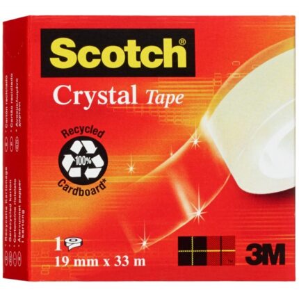 Taśma biurowa SCOTCH® Crystal Clear (600), transparentna, 19mm, 33m, w pudełku