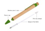 Długopis ECONOVO, obudowa 100% z biodegradowalnego bambusa, 1,0 mm, 2 szt., naturalny - obrazek 5