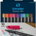Zestaw cienkopisów SCHNEIDER Topliner 967, 0,4 mm, 10 szt., pudełko z zawieszką, mix kolorów