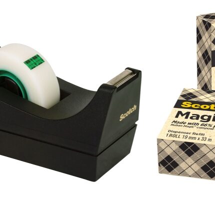 Taśma biurowa SCOTCH® Magic™ (9-1933R3C38), 66% kleju roślinnego, matowa, 19mm, 33m, 3szt., podajnik C-38 GRATIS