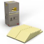 Karteczki samoprzylepne POST-IT® Recycled Notes (654-1T), 76x76mm, 16x100 kart., żółty - obrazek 2