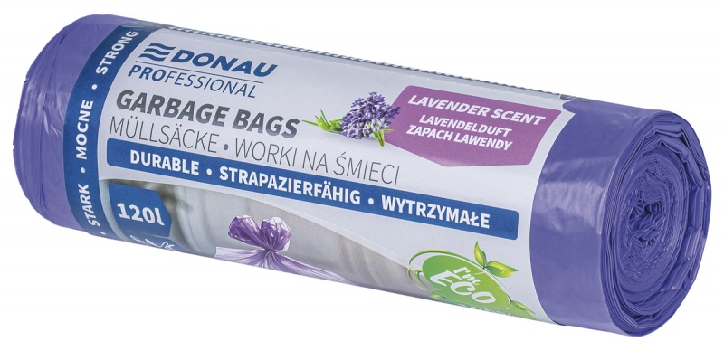 400164-410219-worki_na_smieci_donau_professional_wytrzymal-800w Worki na śmieci DONAU PROFESSIONAL, wytrzymałe, mocne, z uszami, 120l, 10 szt., zapach lawendy, fioletowe - obrazek 1