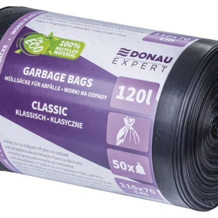 Worki na odpady DONAU EXPERT, klasyczne, LDPE, 120l, 50 szt., czarne