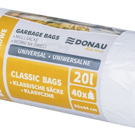 Worki na śmieci DONAU HOME, uniwersalne, łazienkowe, 20l, 40 szt., białe