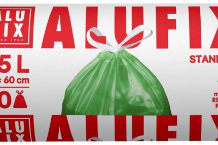 Worki na śmieci ALUFIX, ze ściągaczem, HDPE, 60x60cm, 45l, 20 szt., zielone