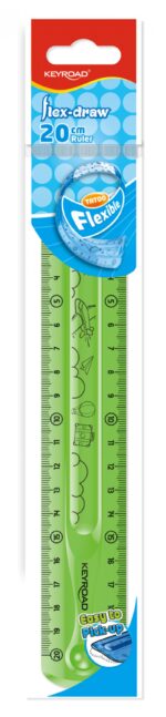 Linijka KEYROAD Tatoo, 20cm, elastyczna, zawieszka, mix kolorów - obrazek 2