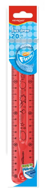 Linijka KEYROAD Tatoo, 20cm, elastyczna, zawieszka, mix kolorów - obrazek 3