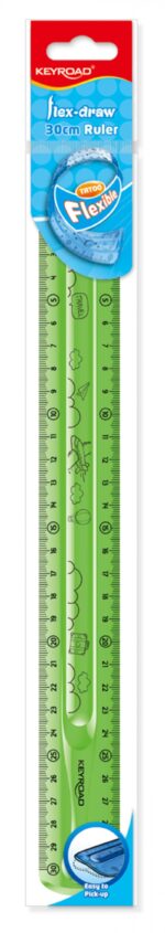 Linijka KEYROAD Tatoo, 30cm, elastyczna, zawieszka, mix kolorów - obrazek 2