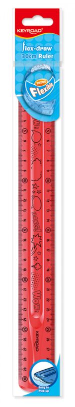 Linijka KEYROAD Tatoo, 30cm, elastyczna, zawieszka, mix kolorów - obrazek 3