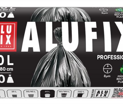 Worki na śmieci ALUFIX Professional, HDPE, 60x80cm, 8 μm, 60l, 40 szt., czarne