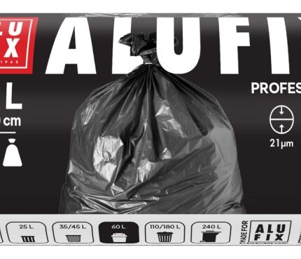Worki na śmieci ALUFIX Professional, LDPE, 60x80cm, 21 μm, 60l, 20 szt., czarne