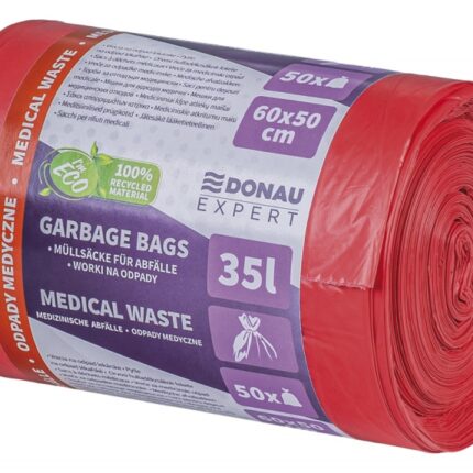 Worki na odpady medyczne DONAU EXPERT, LDPE, 35l, 50 szt., czerwone