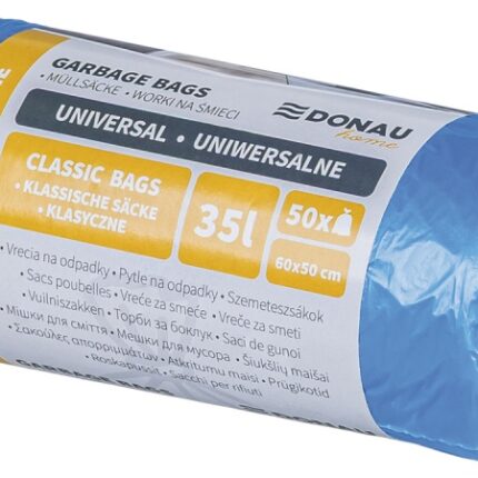 Worki na śmieci DONAU HOME, uniwersalne, 35l, 50 szt., niebieskie