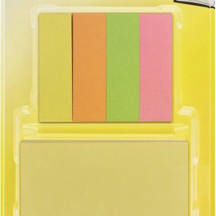 Karteczki samoprzylepne POST-IT®, 76x51mm, 50 karteczek + 4x50 zakładek indeksujących, zawieszka, mix kolorów