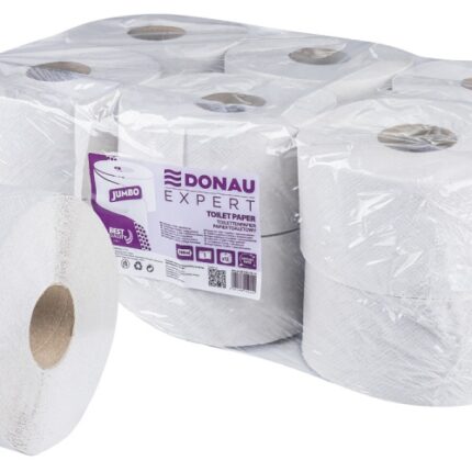 Papier toaletowy makulaturowy DONAU EXPERT Jumbo, 1-warstwowy, 750 listków, 12szt., biały