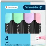 Zestaw zakreślaczy SCHNEIDER Job Pastel, 1-5 mm, 4 szt., pudełko z zawieszką, mix kolorów
