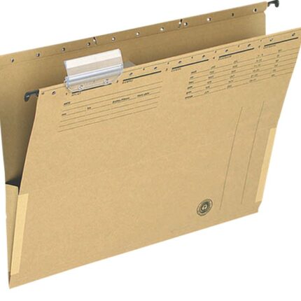 Teczka zawieszkowa Q-CONNECT z boczkami, karton, A4, 250gsm, jasnobrązowa