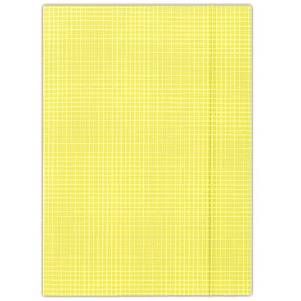 Teczka z gumką DONAU, karton, A4, 400gsm, 3-skrz., żółta w kratę