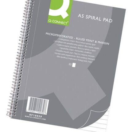 Kołonotatnik Q-CONNECT, A5, w linię, 80 kart., 70gsm, perforacja