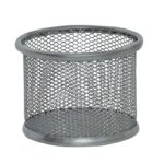 Pojemnik na przybory Q-CONNECT Office Set, metalowy, 90x68mm, srebrny