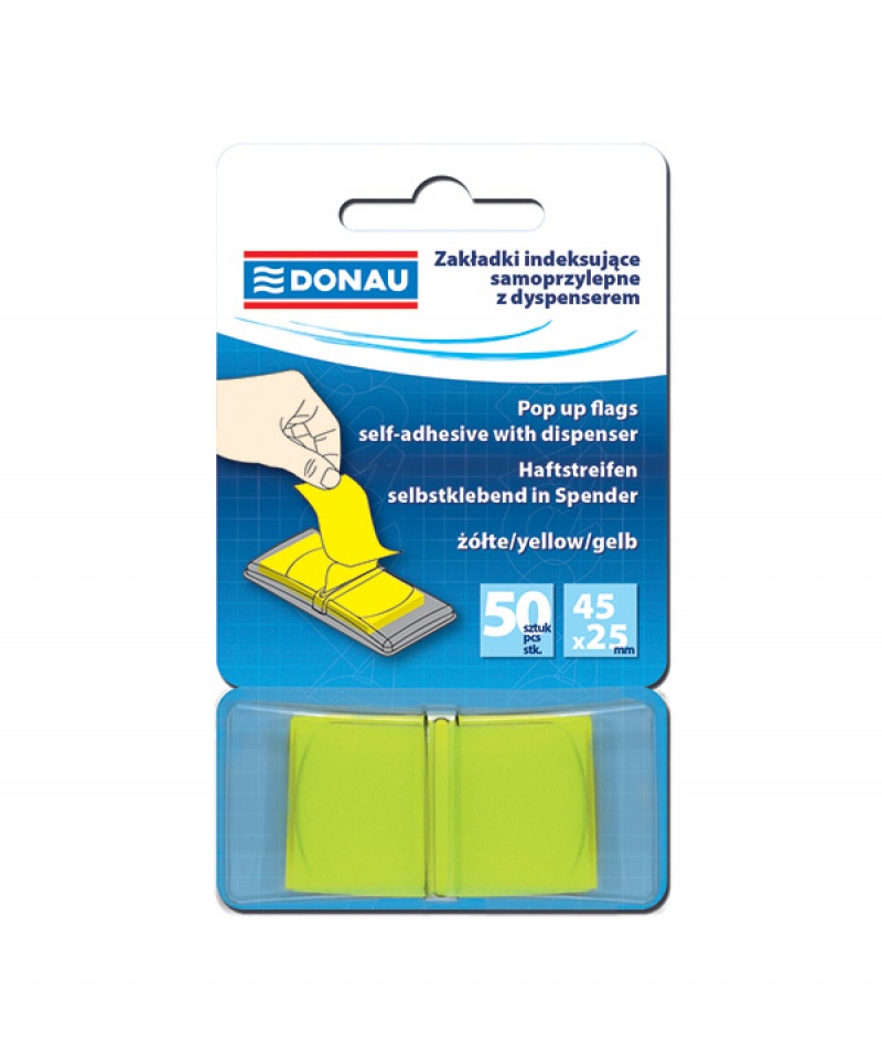83580-23662-zakladki_indeksujace_donau_pp_25x45mm_1x50_kar-800w Zakładki indeksujące DONAU, PP, 25x45mm, 1x50 kart., żółte - obrazek 1