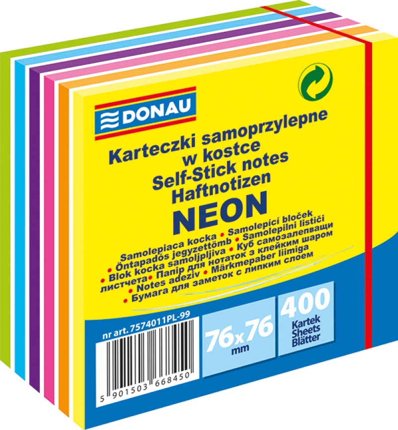 83763-25151-kostka_samoprzylepna_donau_76x76mm_1x400_kart_-800w Kostka samoprzylepna DONAU, 76x76mm, neon, 1x400 kart., mix kolorów - obrazek 1