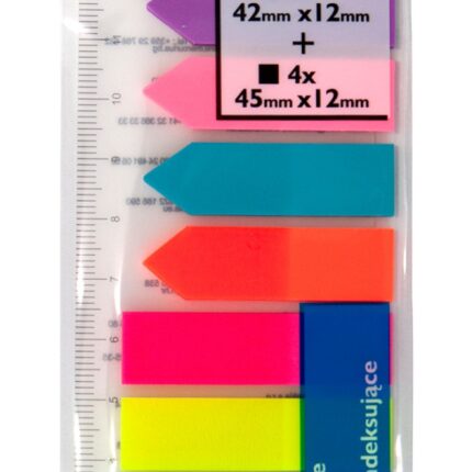 Zakładki indeksujące DONAU, PP, 12x45mm/12x42mm, stand. /strzałka, 4x25/4x25 kart., mix kolorów