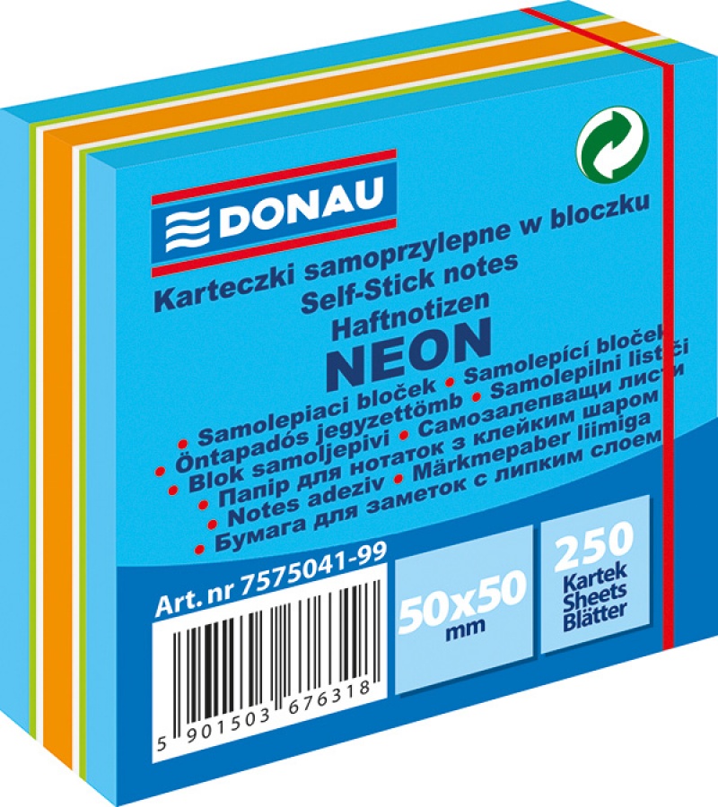 85421-27064-mini_kostka_samoprzylepna_donau_50x50mm_1x250_-800w Mini kostka samoprzylepna DONAU, 50x50mm, 1x250 kart., neon-pastel, mix niebieski - obrazek 1