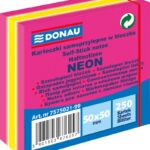 Mini kostka samoprzylepna DONAU, 50x50mm, 1x250 kart., neon-pastel, mix różowy