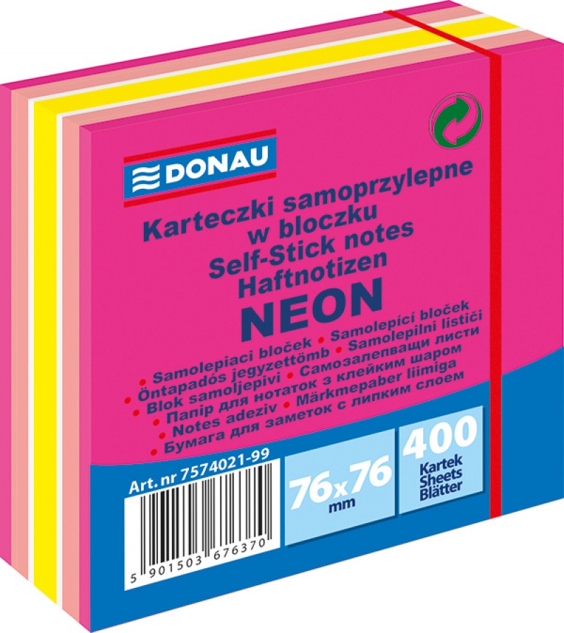 87375-27069-kostka_samoprzylepna_donau_76x76mm_1x400_kart_-800w Kostka samoprzylepna DONAU, 76x76mm, 1x400 kart., neon-pastel, mix różowy - obrazek 1