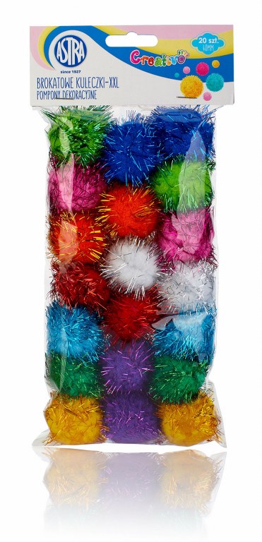Pompony dekoracyjne brokatowe Creativo 40 mm - Brokatowe kuleczki XXL Pompony dekoracyjne brokatowe Creativo 40 mm - Brokatowe kuleczki XXL - obrazek 1
