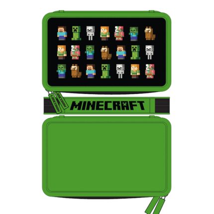 Piórnik podwójny bez wyposażenia, 2 klapki, MINECRAFT