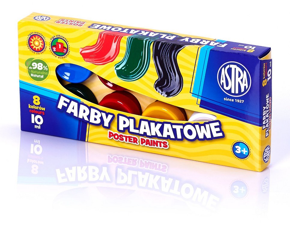 Farby plakatowe Astra 8 kol x 10 ml PREMIUM BOX Farby plakatowe Astra 8 kol x 10 ml PREMIUM BOX - obrazek 1