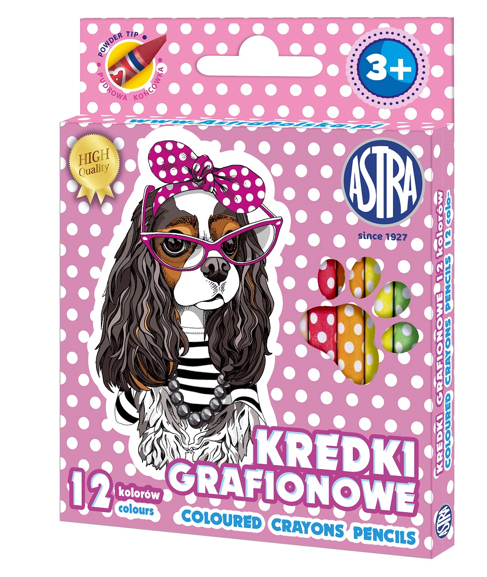 Kredki grafionowe okrągłe ASTRAKIDS Pieski - 12 kolorów - 7/85 mm Kredki grafionowe okrągłe ASTRAKIDS Pieski - 12 kolorów - 7/85 mm - obrazek 1