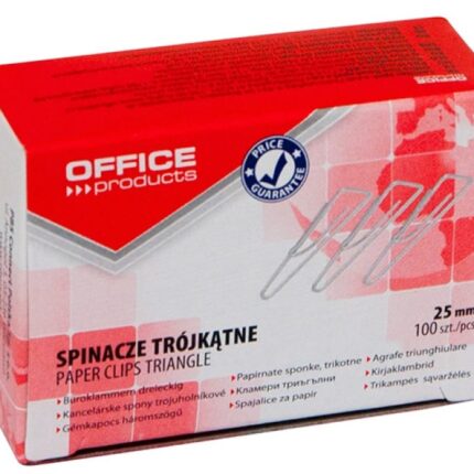Spinacze trójkątne OFFICE PRODUCTS, 25mm, 100szt., srebrne