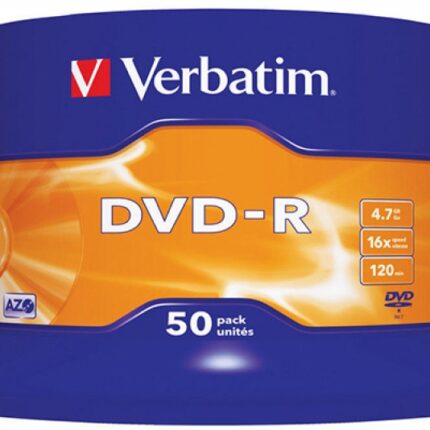 Płyta DVD-R VERBATIM AZO, 4,7GB, prędkość 16x, cake, 50szt., srebrny mat