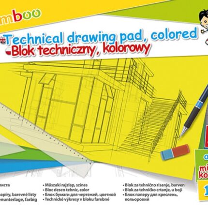 Blok techniczny GIMBOO, A3, 10 kart., 150gsm, mix kolorów
