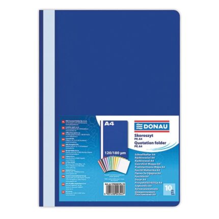 Skoroszyt DONAU, PP, A4, standard, 120/180mikr., granatowy (opakowanie 10 szt.)