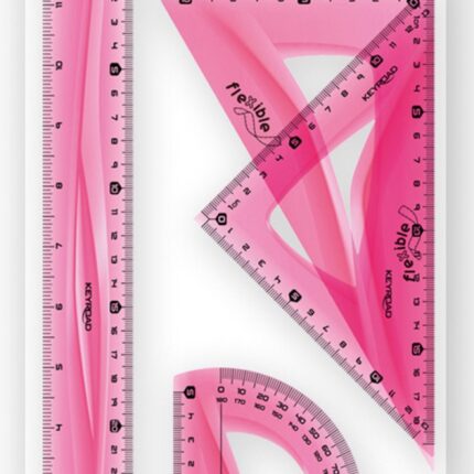 Zestaw geometryczny KEYROAD Flexible duży, z linijką 30cm, zawieszka, mix kolorów