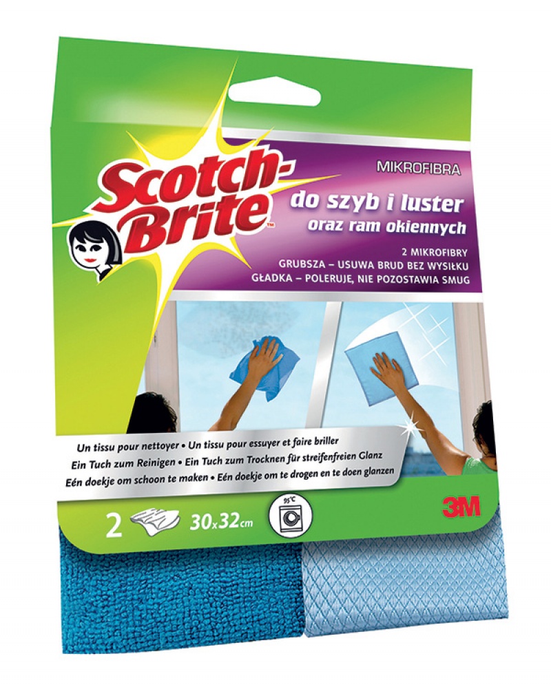 112327-72180-scierka_z_mikrofibry_scotch_brite_do_szyb_i_l-800w Ścierka z mikrofibry SCOTCH BRITE™ do szyb i luster, 2szt., ciemno/jasnoniebieskie - obrazek 1