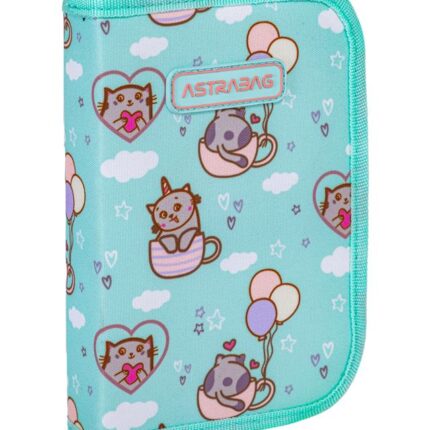 Piórnik pojedynczy dwuklapkowy bez wyposażenia ASTRABAG KITTY'S WORLD, AC1