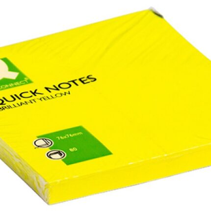 Bloczek samoprzylepny Q-CONNECT Brilliant, 76x76mm, 1x80 kart., żółty (opakowanie 6 szt.)