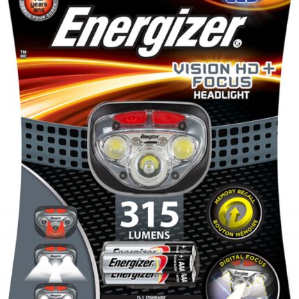 Latarka czołowa ENERGIZER Vision HD Plus Focus Headlight + 3szt. baterii AAA, szara