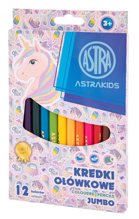 Kredki ołówkowe okrągłe JUMBO ASTRAKIDS Unicorn - 12 kolorów Kredki ołówkowe okrągłe JUMBO ASTRAKIDS Unicorn - 12 kolorów - obrazek 1