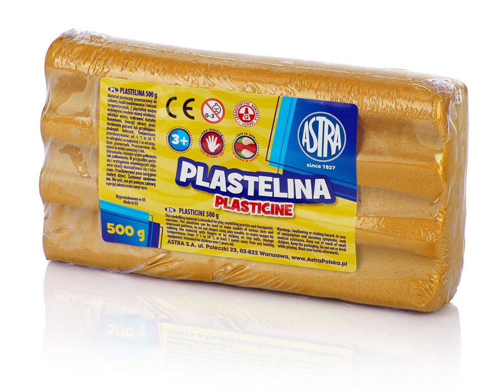 Plastelina metaliczna Astra 500g złota Plastelina metaliczna Astra 500g złota - obrazek 1