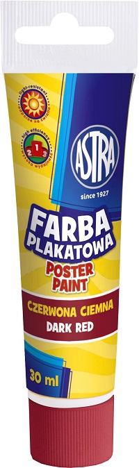 Farba plakatowa Astra tuba 30 ml - czerwona ciemna Farba plakatowa Astra tuba 30 ml - czerwona ciemna - obrazek 1