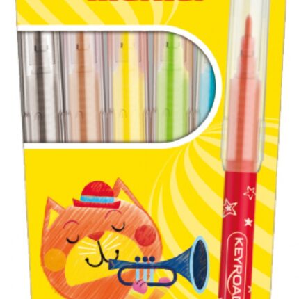 Flamastry KEYROAD Fiber Marker, 6szt., na zawieszce, mix kolorów